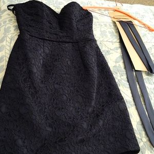 Black sweetheart neckline dress with sash